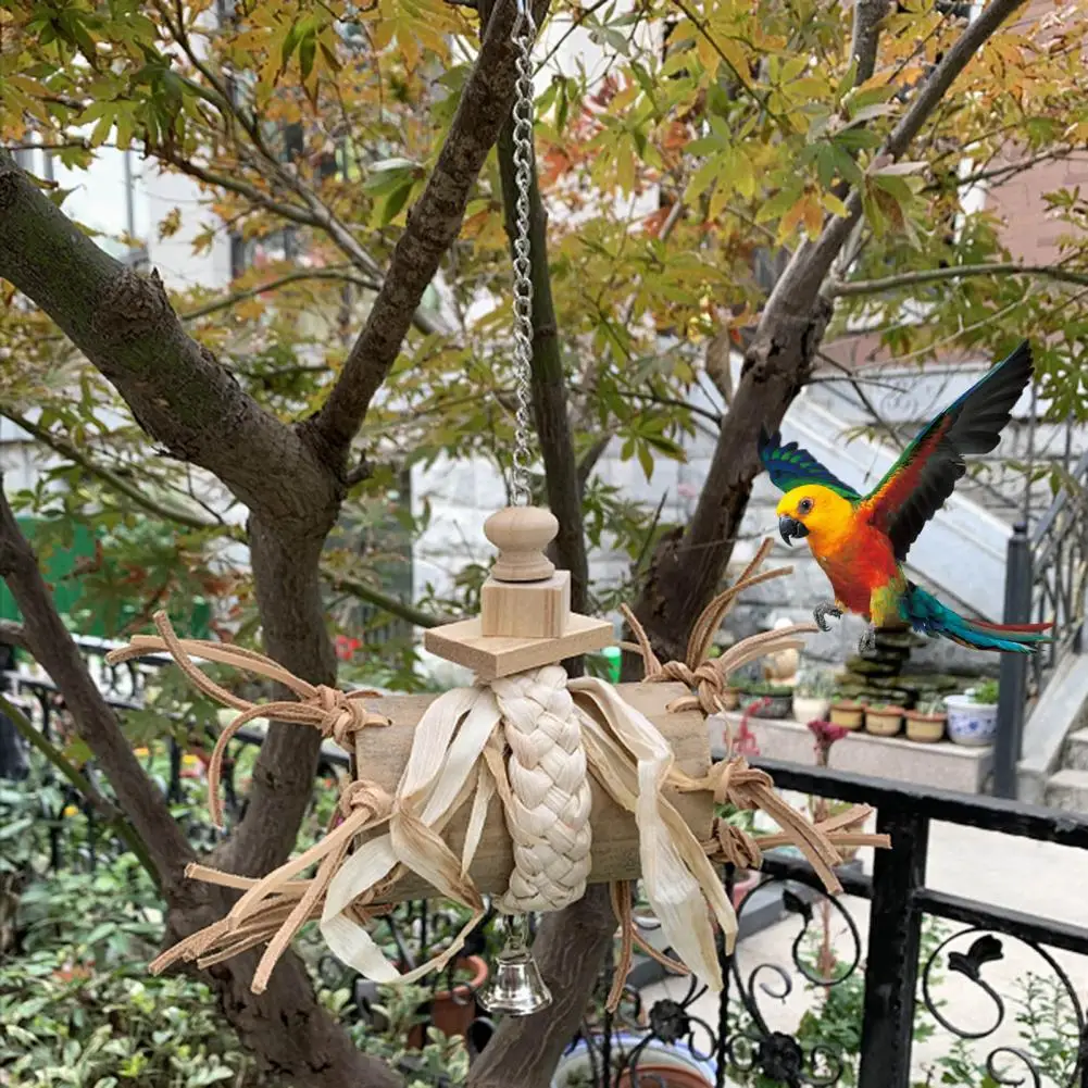 Pájaro de Juguete Exquisita Aliviar el Aburrimiento de la Madera Sana Tubo de Tejido de Cuerda de Parrot Seguro de Mascar Juguete Para Cacatúas Columpio de madera . ' - ' . 0