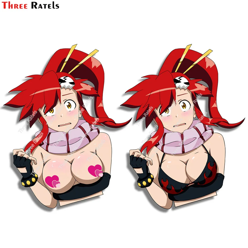 Tres Ratels E441 Sexy 3D Anime Chica Sin Mosaico de Yoko Littner Gurren Lagann Tímido NSFW Pegatinas Para la Decoración del Hogar Coche Calcomanías . ' - ' . 0