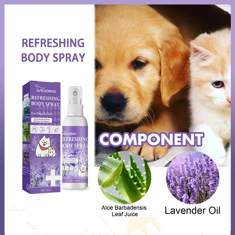 50ml Perro Desodorante Spray de Larga Duración Cachorros de Gatos como los Perros de mal olor Desodorante Perfume Spray Quitar el Olor Freshing Aire . ' - ' . 0