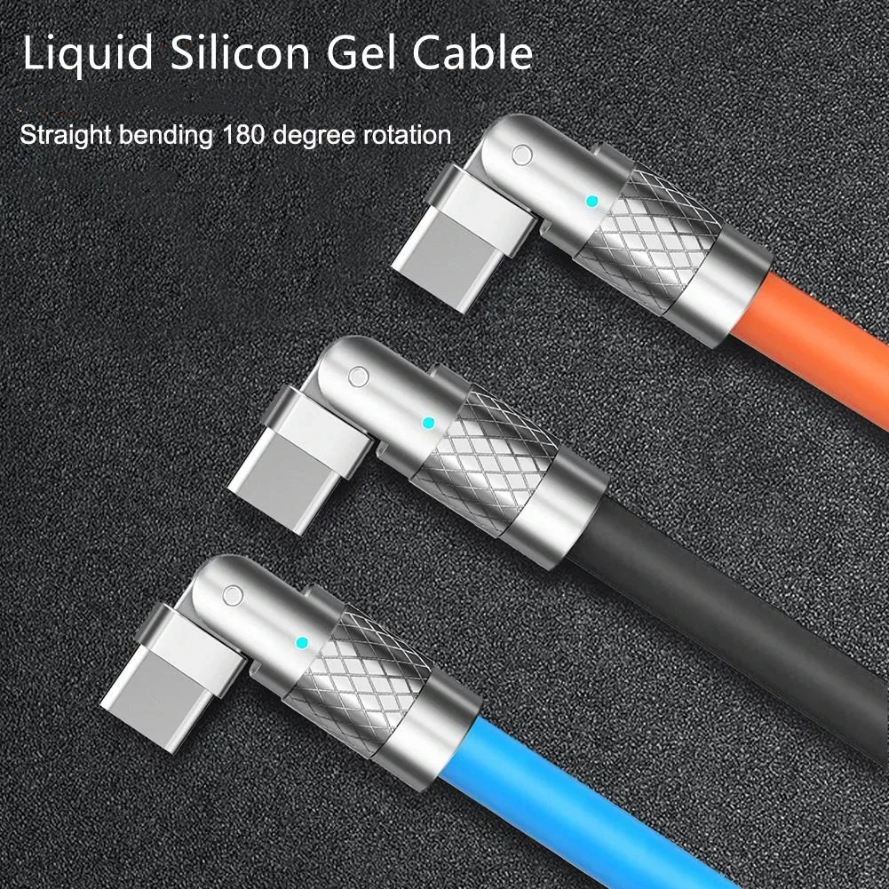 120W 6A 180 Grados de rotación USB Tipo C Cable de Súper Carga Rápida de Líquido de Silicona Cable de Datos Para iPhone Xiaomi POCO Oneplus Huawei . ' - ' . 1