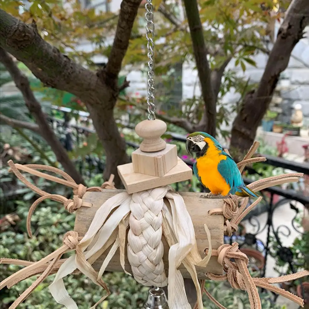 Pájaro de Juguete Exquisita Aliviar el Aburrimiento de la Madera Sana Tubo de Tejido de Cuerda de Parrot Seguro de Mascar Juguete Para Cacatúas Columpio de madera . ' - ' . 1