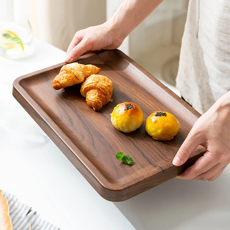 Casa desayuno plato de pan creativo Nórdicos imitación de madera taza de té bandeja rectangular de chapa de melamina vajilla del restaurante steak placa . ' - ' . 1