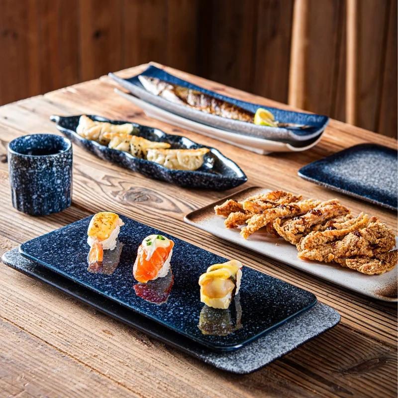 Japonés de cerámica creativa de largo en barco plato de sushi placa de negocios, restaurante placa rectangular plato de sashimi Japonés vajilla . ' - ' . 1