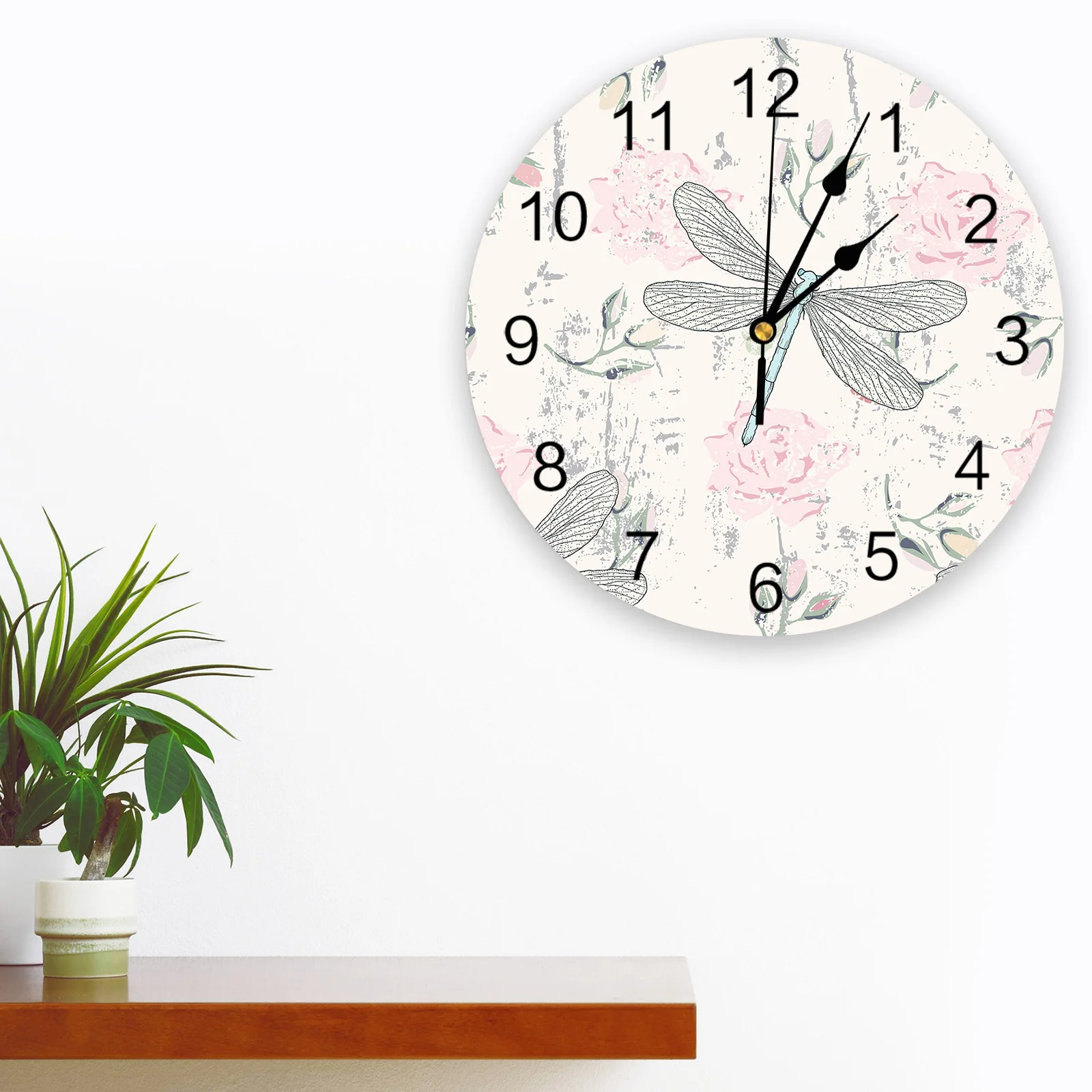 Libélula Flor de Reloj de Pared en Silencio Relojes Digitales para el Hogar Dormitorio Cocina Sala de estar Decoración . ' - ' . 1