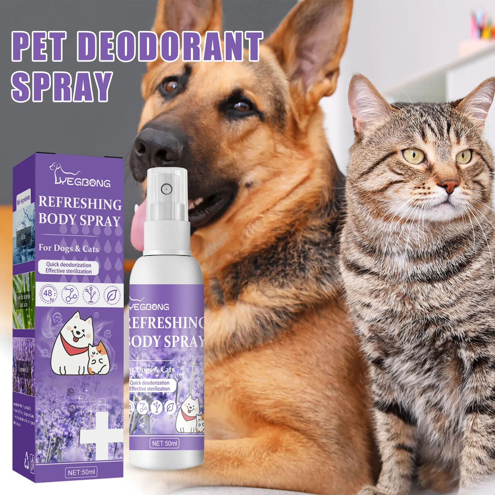 50ml Perro Desodorante Spray de Larga Duración Cachorros de Gatos como los Perros de mal olor Desodorante Perfume Spray Quitar el Olor Freshing Aire . ' - ' . 1