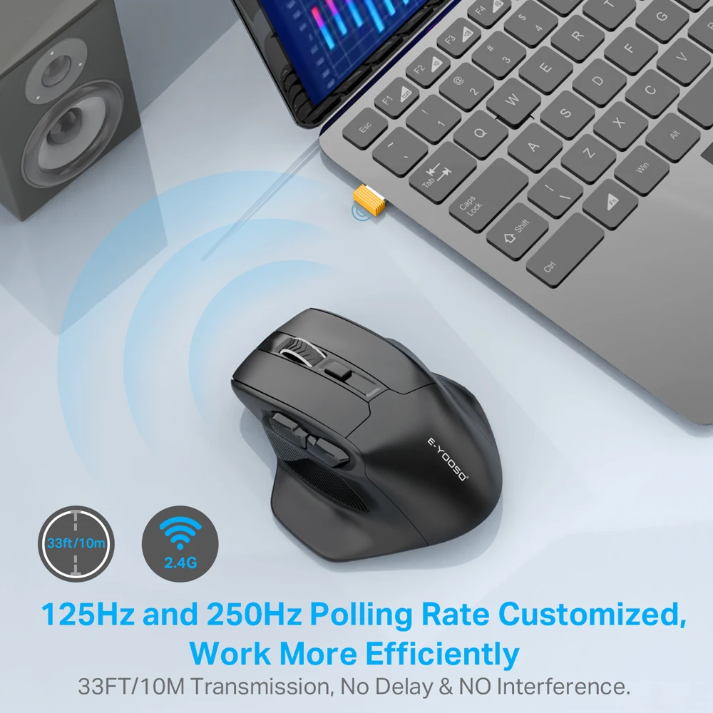 E-YOOSO X-31 DE USB 2.4 G Wireless Gaming Mouse Grandes para Manos Grandes PAW3212 4800 DPI 5 botones por jugador Ratones de ordenador portátil PC . ' - ' . 1