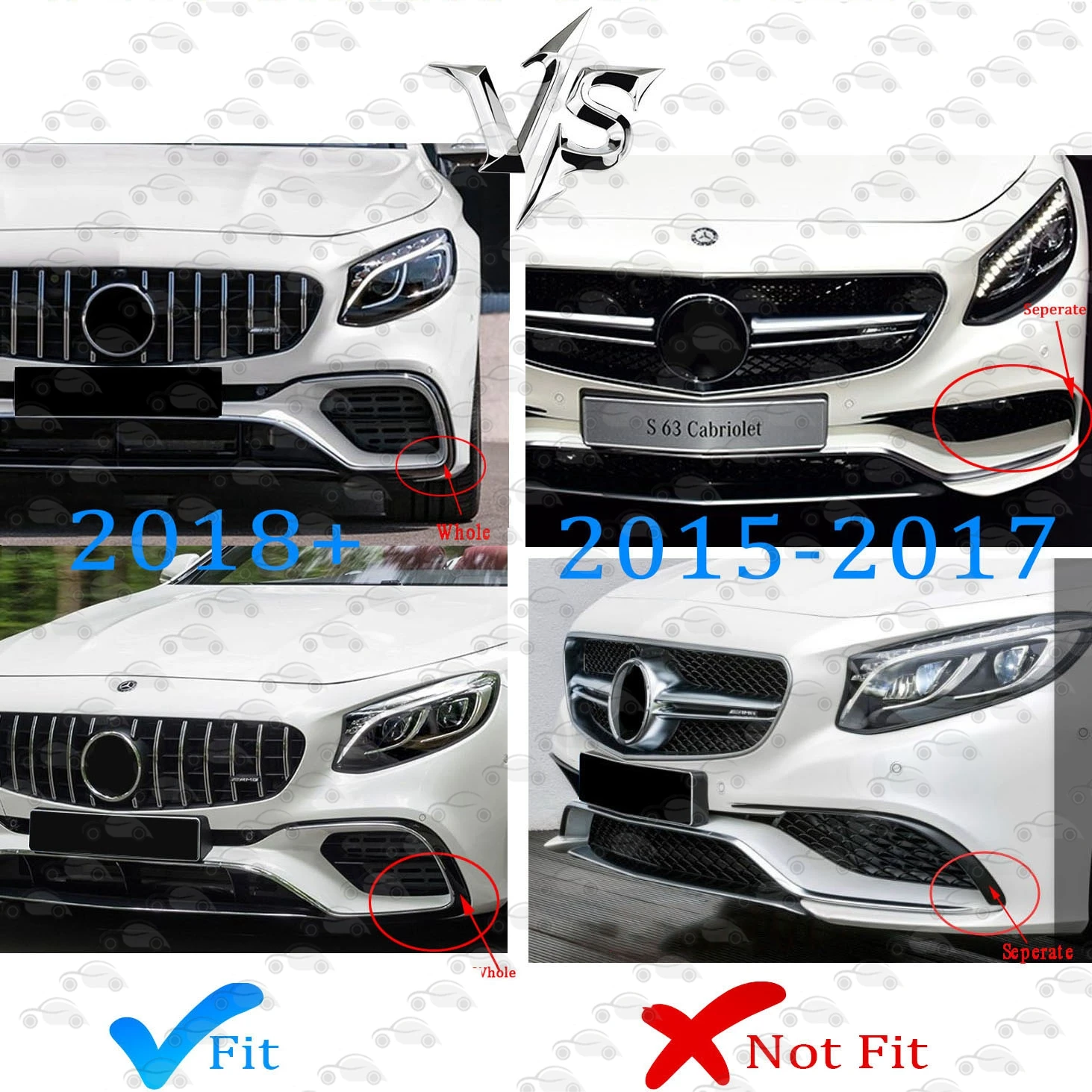 Frente a las Carreras de Parachoques Rejillas Superior de estiramiento facial de la Parrilla Para el Mercedes-Benz W217 S63 AMG Coupe 2018 2019 2020 2021 2022 . ' - ' . 1