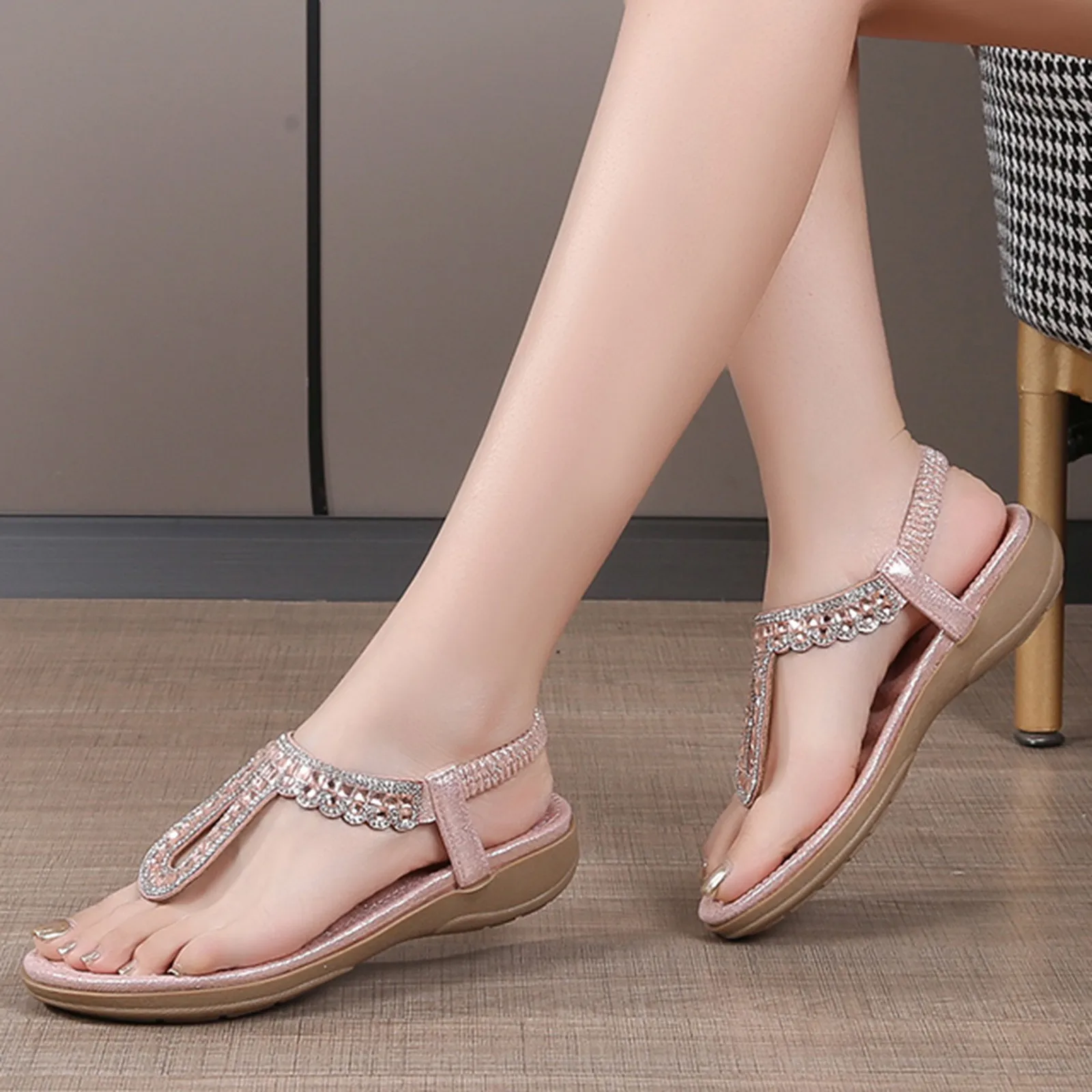 Las mujeres los Zapatos de suela Gruesa Con Diamante Sandalias Bohemio, Casual Sandalias para Mujer Huarache Sandalias de las Mujeres de las 9 S Sandalias de Mujer 38 . ' - ' . 1