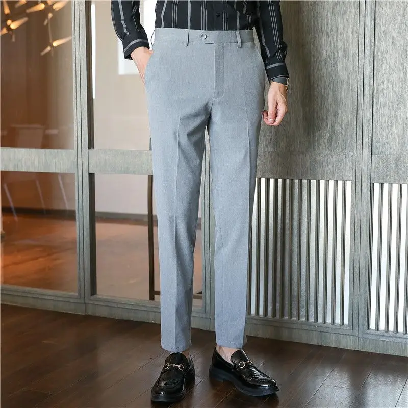 Los hombres de Otoño de Nueve punto de Moda Casual coreano Delgado y Recto Transpirable Pantalón del Traje Casual de Ropa Masculina de la Marca de Pantalones de P193 . ' - ' . 2