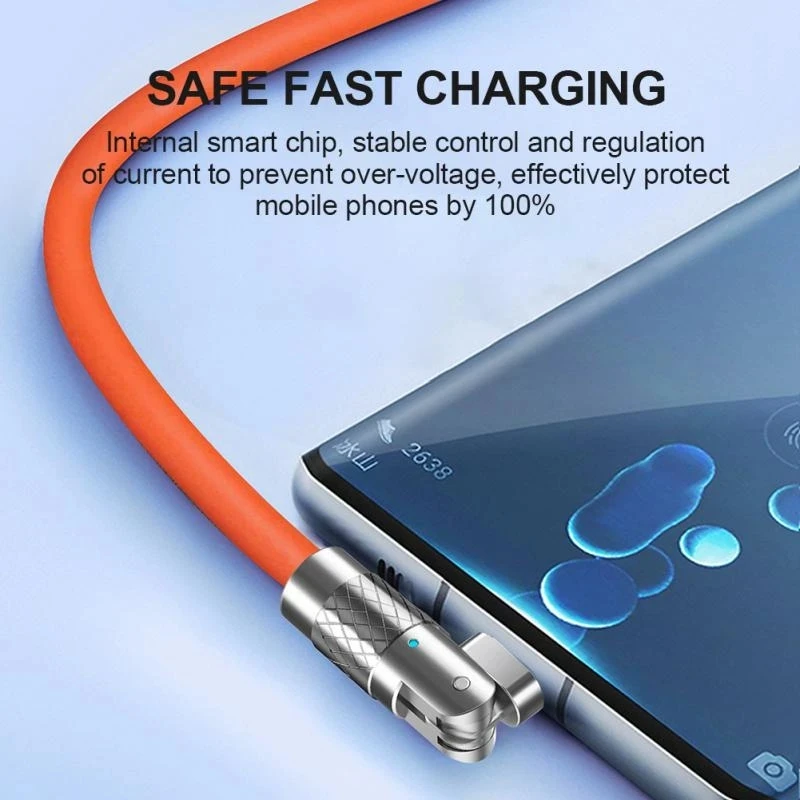 120W 6A 180 Grados de rotación USB Tipo C Cable de Súper Carga Rápida de Líquido de Silicona Cable de Datos Para iPhone Xiaomi POCO Oneplus Huawei . ' - ' . 2