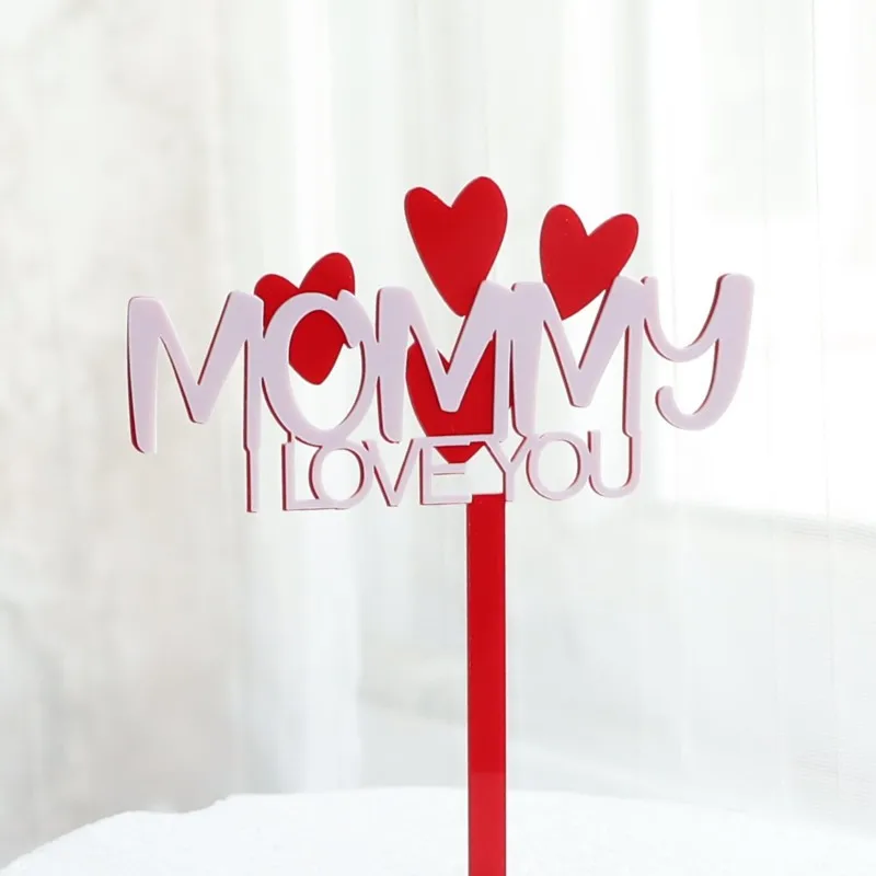 el amor de Mamá el Día de la Madre Parte Acrílico Cake Toppers Rosa Roja la Mejor Madre Topper de la Torta para la Mamá de la Fiesta de Cumpleaños de la Torta de Decoraciones de Regalo . ' - ' . 2