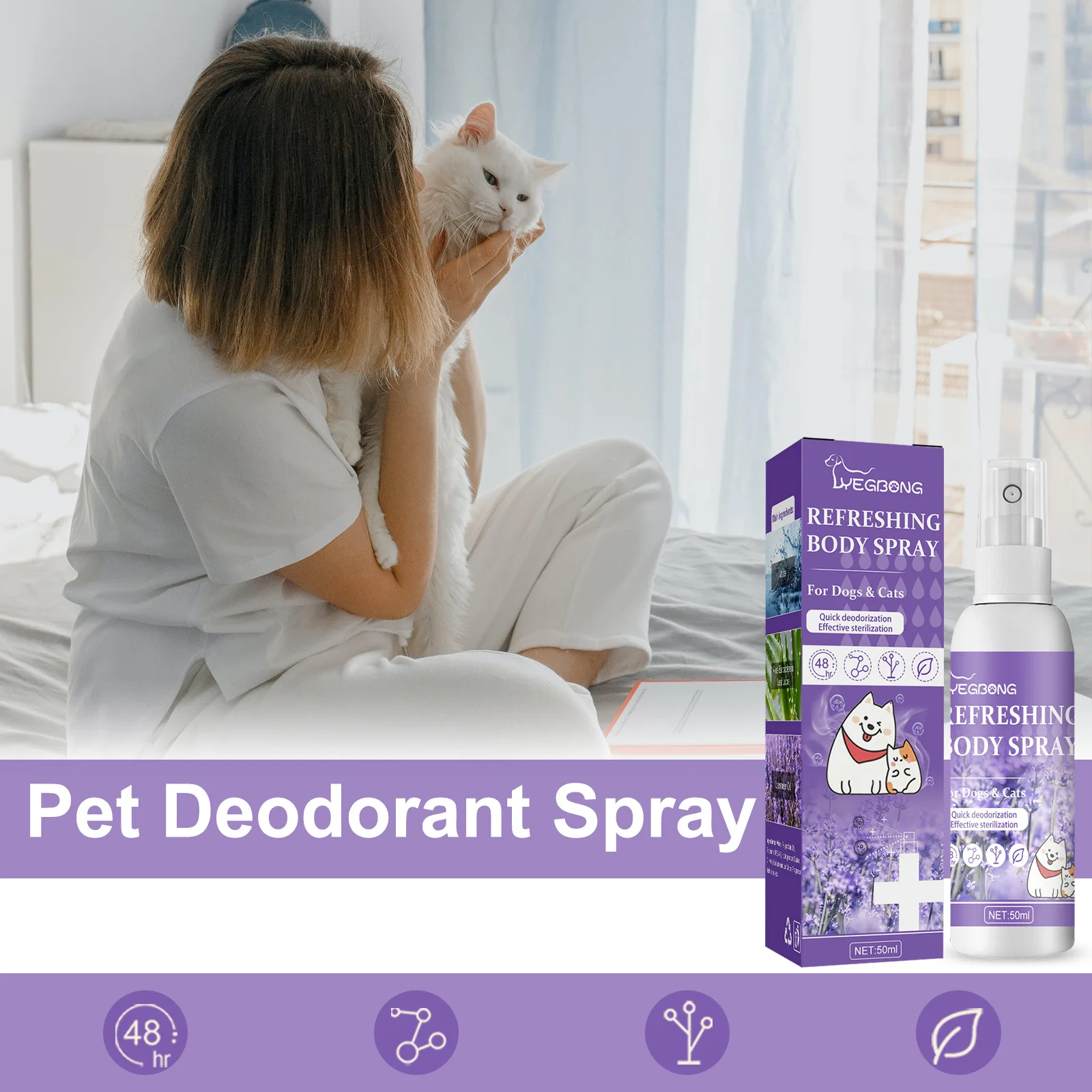 50ml Perro Desodorante Spray de Larga Duración Cachorros de Gatos como los Perros de mal olor Desodorante Perfume Spray Quitar el Olor Freshing Aire . ' - ' . 2