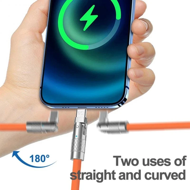 120W 6A 180 Grados de rotación USB Tipo C Cable de Súper Carga Rápida de Líquido de Silicona Cable de Datos Para iPhone Xiaomi POCO Oneplus Huawei . ' - ' . 3