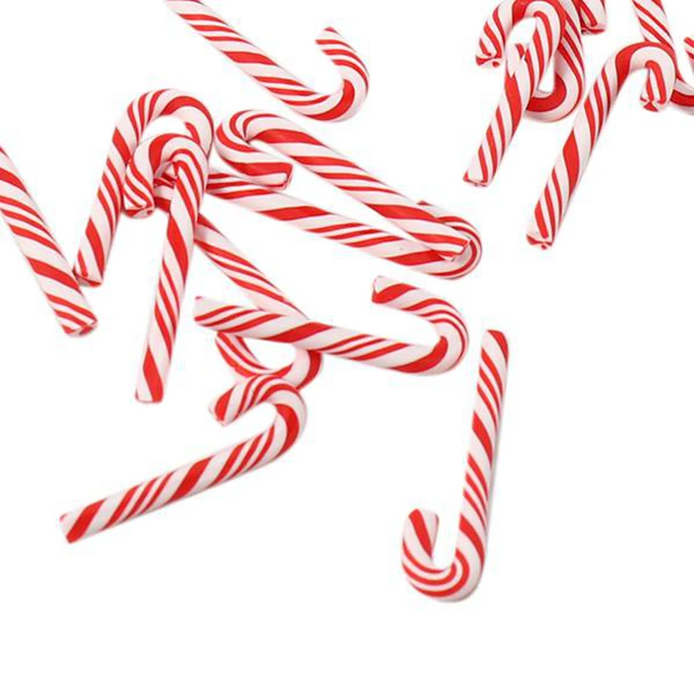100Pcs Rojo y Blanco hecho a Mano de la Navidad del Bastón de Caramelo Comida en Miniatura casa de Muñecas, Decoración para el Hogar en la Arcilla del Bastón de Caramelo . ' - ' . 3