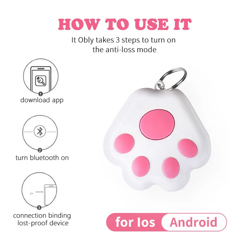 Gato Perro GPS Bluetooth 5.0 Tracker Anti-Perdida de Dispositivos Ronda Anti-Perdida de Dispositivos de Mascotas a los Niños Bolsa de la Cartera de Seguimiento de Smart Finder Localizador de . ' - ' . 3
