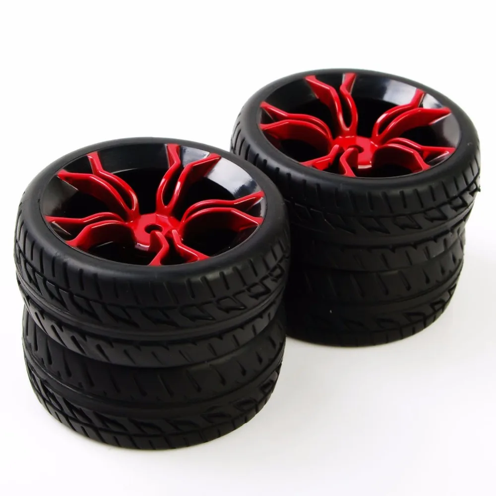 NUEVA 4pcs/set HPI racing coche RC 1:10 plano de rally en coche de carretera de neumático del neumático de la rueda de aleación HSP ajuste para 1/10 RC neumáticos de coche piezas de accesorio . ' - ' . 3