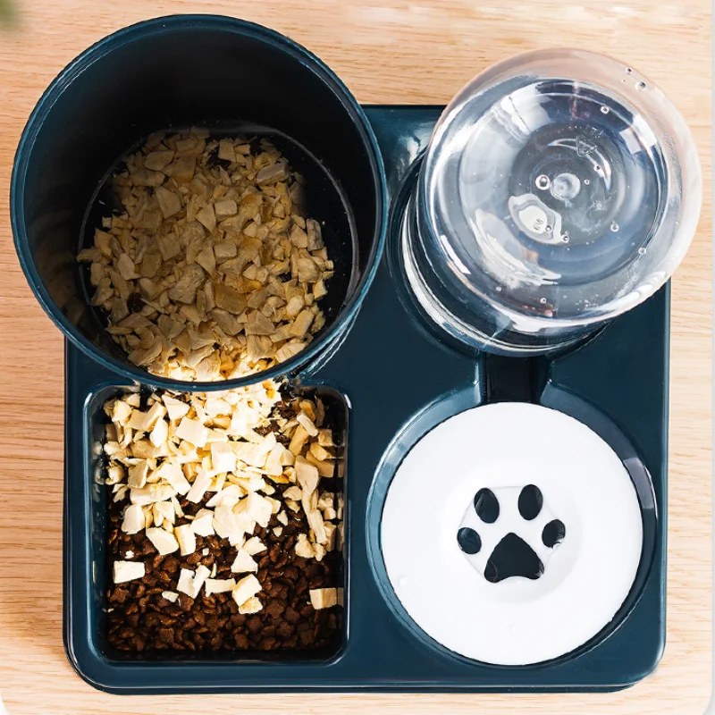 Alimentos para mascotas y Agua Alimentador,2 en 1 Auto-Alimentación Tazón Gato Alimentador Automático,Durable de Plástico Pet plato de Comida para Gatos, Perros Pequeños . ' - ' . 3