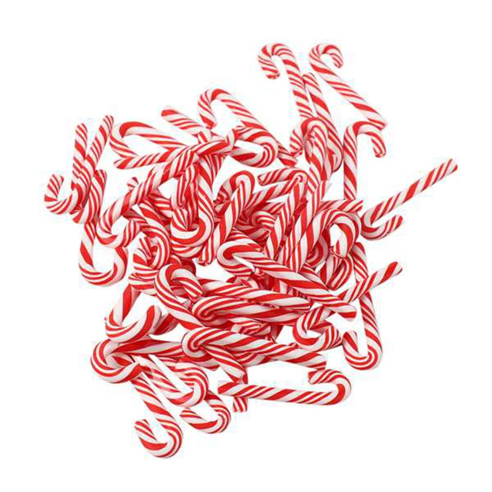 100Pcs Rojo y Blanco hecho a Mano de la Navidad del Bastón de Caramelo Comida en Miniatura casa de Muñecas, Decoración para el Hogar en la Arcilla del Bastón de Caramelo . ' - ' . 4