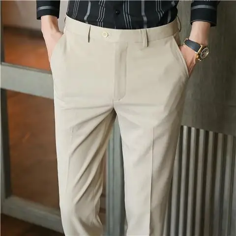 Los hombres de Otoño de Nueve punto de Moda Casual coreano Delgado y Recto Transpirable Pantalón del Traje Casual de Ropa Masculina de la Marca de Pantalones de P193 . ' - ' . 5