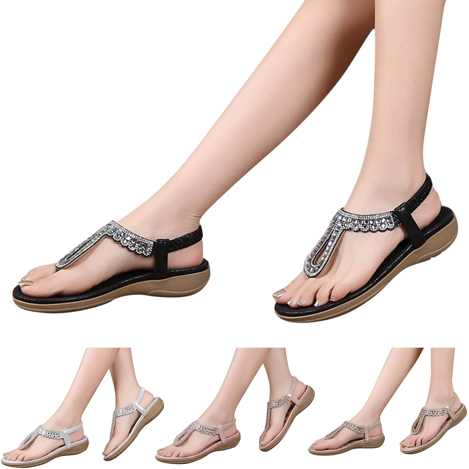 Las mujeres los Zapatos de suela Gruesa Con Diamante Sandalias Bohemio, Casual Sandalias para Mujer Huarache Sandalias de las Mujeres de las 9 S Sandalias de Mujer 38 . ' - ' . 5