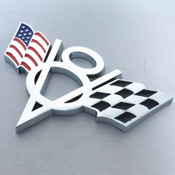 1 PCS 3D de Metal V8 Emblema de la Bandera Americana Maletero del Coche Insignia Universal de la etiqueta Engomada del Coche Decal para el Coche Estilo