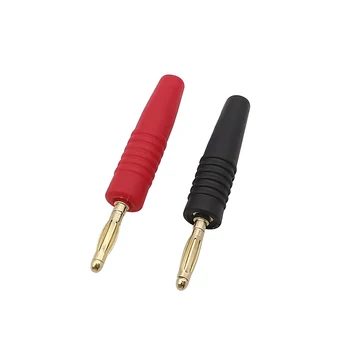 10Pcs 2 mm Chapado en Oro Banana Plug Jack de la Soldadura del Pin del Conector Musical Cable del Altavoz Cable Adaptador