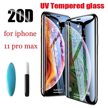 10pc Pegamento Líquido UV Vidrio Templado de Cine Para el iphone 11 12 pro Max Full Cubierta del Protector de Pantalla Para Apple 6s 7 8 plus X XR XS Vidrio