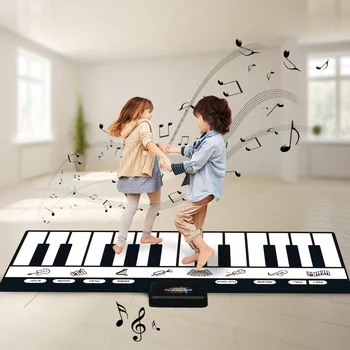 180x72cm Musicales Electrónicos Alfombra en Blanco y Negro del Teclado a los Niños a Tocar el Piano Estera del Juego del Bebé Estera Alfombra Principios de los Juguetes Educativos de Regalo