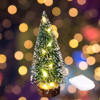 1PCS LED Mini Árbol de Navidad 15/20/25/30CM Luz Cálida Luces de Colores Pequeño Árbol de Navidad con Adornos de Navidad Para el Hogar