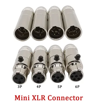 1Pcs Mini XLR conector Macho conector Hembra Conector 3/4/5/6Pin Recto de Metal Pequeño de Audio XLR de Micrófono Cable de BRICOLAJE de Soldadura del Conector