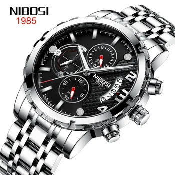 2022 NIBOSI Nueva Moda Relojes para Hombre de Acero Inoxidable de la parte Superior de la Marca de Lujo Cronógrafo Deportivo Reloj de Cuarzo de los Hombres De 2023 Relogio Masculino