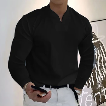 2023 Nueva de los Hombres Casual Blusa de Algodón de Lino Camisa Tops de Manga Larga de la Camiseta de la Primavera de Otoño Casual de hombre Guapo Camisetas