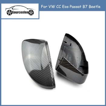 2pcs diseño de Fibra de Carbono Lado del Espejo Cubre las Tapas de Espejo Retrovisor Caso de Shell Para el VW CC, Eos, Passat B7 Escarabajo 3C8857537 3C8857538