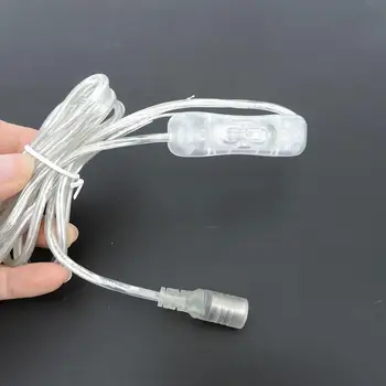 2pin 22AWG transparente DC Hembra 12V 5V 5.5x2.1 mm adaptador de Alimentación de extender el Cable de la Luz del led Interruptor de botón conector de la lámpara de neón