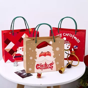 500pcs/lot Personalizarse con el Logotipo de Feliz Navidad de Caramelo de la Bolsa de Embalaje de Santa Galleta Personalizada de Arte de Navidad Bolsas de Regalo de Papel