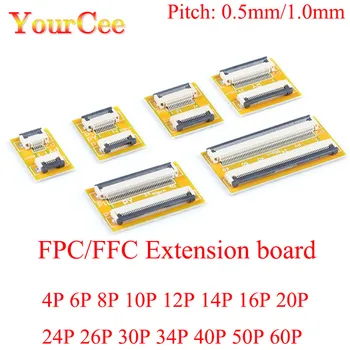 5PCS FPC FFC Flexible Cable Plano de la Placa de Extensión Con Conector de 0.5 mm 1.0 mm 6 8 10 12 14 20 24 26 30 40 50 60PIN Conector