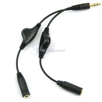 Audio Splitter Auricular de Extensión de Cable Jack de 3,5 mm Cable Macho a 2 Hembras Mic Y Divisor de Teléfono del Coche del ordenador Portátil
