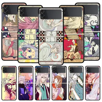 De lujo de Regalo de la caja del Teléfono Para Samsung Galaxy Z Flip 4 Veces Negro Duro Shell Para Samsung Z Flip 3 5G Cubierta del Anime Kamisama Amor Beso