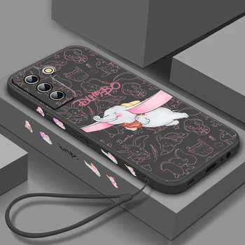 Dumbo de dibujos animados Lindo de la caja del Teléfono Para Samsung Galaxy S23 S21 S22 S20 S10 S9 Ultra Plus Pro FE Líquido a la Izquierda de la Cuerda de la caja del Teléfono Coque Capa