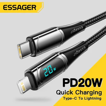 ESSAGER 20W PD USB Cable para el iPhone 14 13 Pro Max Rápido ChargingCharger para iPad MacBook Pro de Tipo C, USBC Cable de Datos Cable de