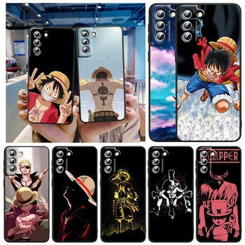 Japonés One Piece Lindo Arte de la caja del Teléfono Para Samsung Galaxy S22 S23 S20 S21 FE S10 S10E S9 Plus Ultra Pro Lite 5G Negro Cubierta