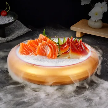 Japonés Ronda Yusheng Hielo Plato de Sashimi de Hielo Plato de Sashimi de Tambor Sushi Cubo de Alto grado de Hielo de la Placa de la Placa de Salmón Placa