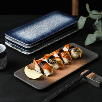 Japonés de cerámica creativa de largo en barco plato de sushi placa de negocios, restaurante placa rectangular plato de sashimi Japonés vajilla