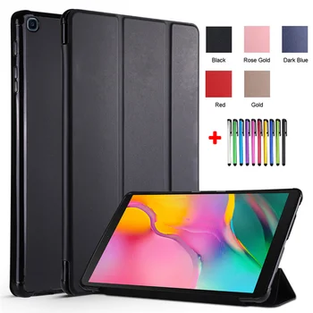 La tableta Galaxy Tab 10.1 Caso de 2019 SM-T510 Tri Fold de la PU de la Suave Espalda Slim Shell Para Samsung Tab Una 2019 10.1 pulgadas T515 Tapa +Lápiz