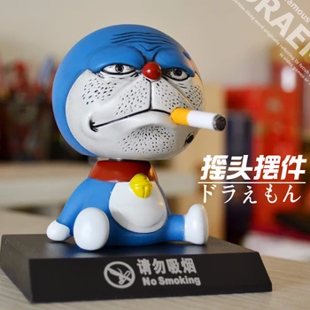 Lindo 11cm mover la Cabeza de Doraemon Modelos de Juguetes de Mota del Pvc de la Decoración del Coche de Anime Gato Azul Figuras de Acción para Niños de Cumpleaños Regalos de Navidad