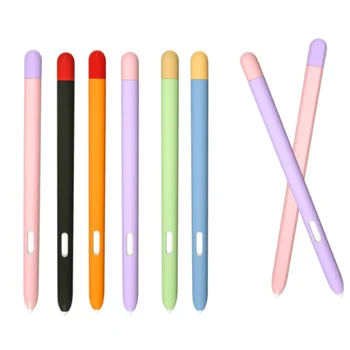 Lindo Lápiz de Silicona Caso para Samsung Galaxy Tab S6 S7 Lite Tableta Stylus Skine Cubierta de la Manga Dos de Color Diseño Anti-Caída de Cero