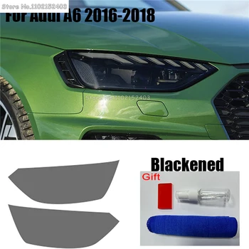 Los Faros de un coche Tinte Negro/Transparente de TPU Ligera Película Protectora de la etiqueta Engomada de la Precortada Para Audi A6 2016-2021 Accesorios de Protección 2Pcs
