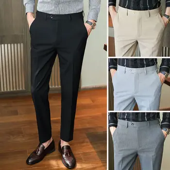 Los hombres de Otoño de Nueve punto de Moda Casual coreano Delgado y Recto Transpirable Pantalón del Traje Casual de Ropa Masculina de la Marca de Pantalones de P193