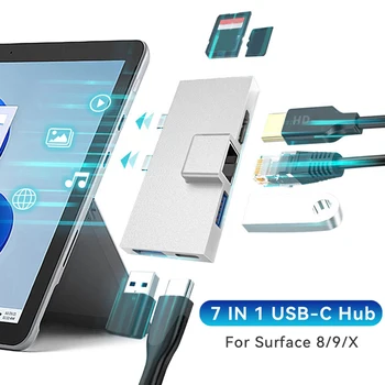 Para Microsoft Surface Pro 6 5 4 Hub USB de la Estación de Acoplamiento con 4K HD-compatible con USB 3.0, Memoria USB, Tarjeta SD/TF Ranura de Lector de