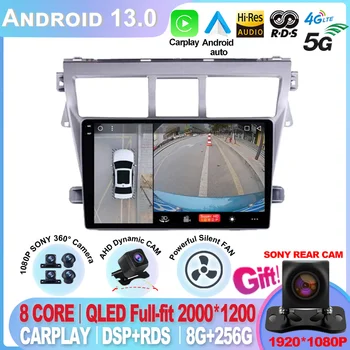 Para Toyota Vios Yaris 2007 2008 - 2012 9 del Coche de la Pulgada de Radio Estéreo Multimedia Reproductor de Vídeo para Android 13 de Auto Carplay de Navegación GPS